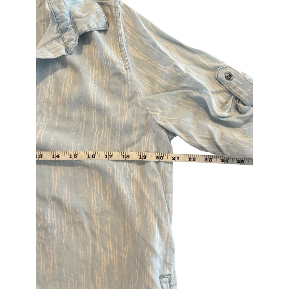 Philosophy Light Blue Tencel Tunic Top L Roll Tab Sleeve Popover Dress - Picture 9 of 11